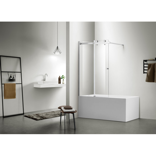 Душевая шторка на ванну Azario Carleon 100х150 стекло прозрачное, профиль хром (AZ-NKB6121 1000)