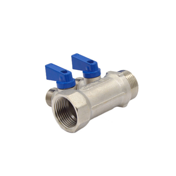 Коллектор 2 отвода с шар. клапанами 1х1/2"(16) Okseler (никель) (oks00404) Коллектор 2 отвода с шар. клапанами 1х1/2"(16) Okseler (никель) (oks00404)