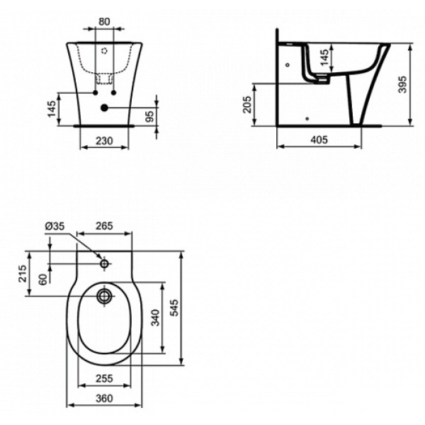 Биде напольное Ideal Standard Connect Air 360х545х395 (E018001)