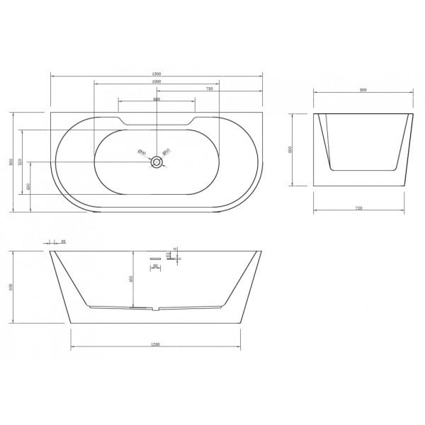 Ванна акриловая Abber AB9296-1.5 150х80 Ванна акриловая Abber AB9296-1.5 150х80