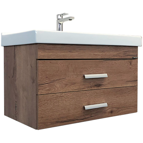 Тумба подвесная с раковиной Comforty Никосия 800x455x530 дуб темный (00-00008856)