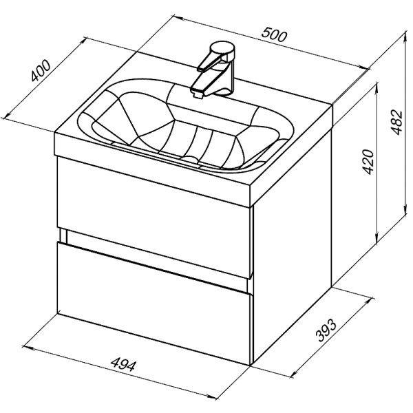 Тумба подвесная Aquanet Беркли 50 белый глянец (2 ящика) (302347) Тумба подвесная Aquanet Беркли 50 белый глянец (2 ящика) (302347)