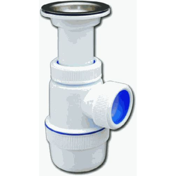 Сифон для мойки 1 1/2"х40 мм VIR Элит с литым выпуском, нерж.чашка д.70 ВИР ПЛАСТ (30980612)