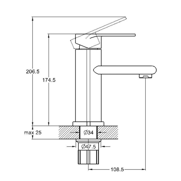 Смеситель для раковины G.lauf хром (NOB1-A128)