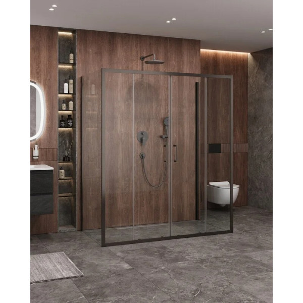 Душевой уголок Cezares Molveno 170x90x195 стекло прозрачное, профиль оружейная сталь (MOLVENO-AH-2/2-170/90-C-GM-IV)