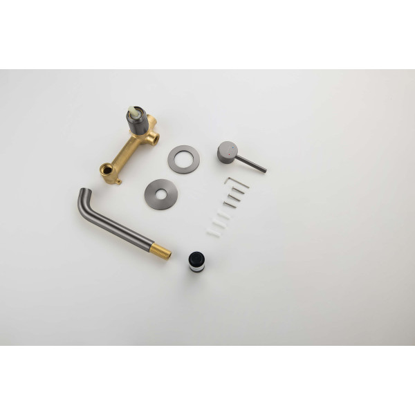 Смеситель для раковины Aquatek Европа встроенный (внешняя и скрытая часть) шлифованный черный хром (AQ1313BGM)