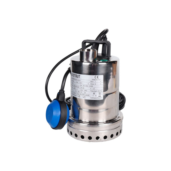 Насос дренажный Stout с поплавком, кабель 10 м, 230V, Q=150 л/мин, H=8 м SPD-0001-200250 Насос дренажный Stout с поплавком, кабель 10 м, 230V, Q=150 л/мин, H=8 м SPD-0001-200250