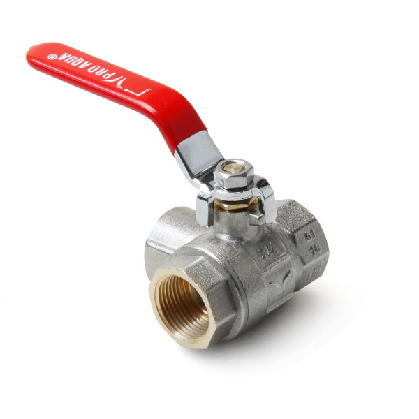 Кран 1/2" шаровый трёхходовой L-порт Pro Aqua (красная ручка) (FWL55-f15-f15-f15x)