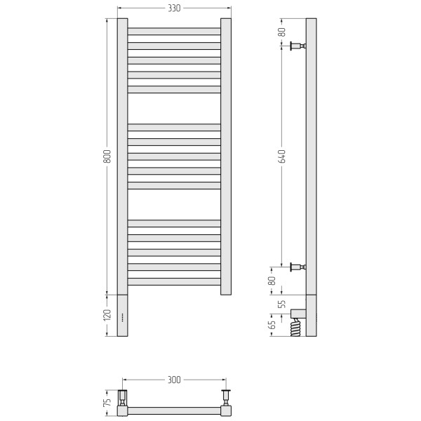 Полотенцесушитель электрический Сунержа Модус 3.0 800x300 провод слева матовый чёрный (31-5700-8030)