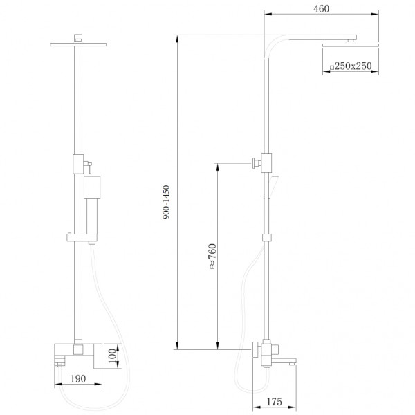 Душевая система Abber Daheim с изливом черный матовый (AF8216BL)