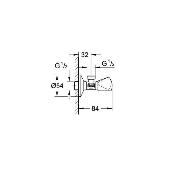 Вентиль Grohe 1/2-1/2 хром (22940000)