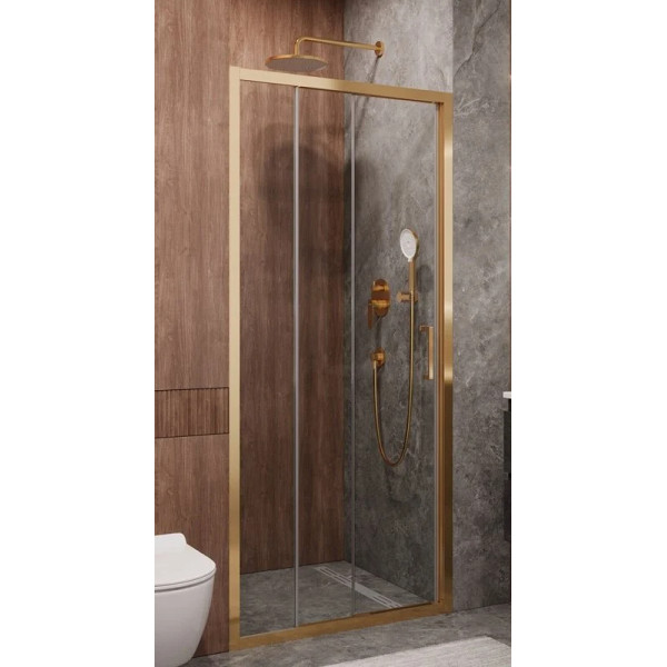 Душевая дверь Cezares Molveno 90x195 стекло прозрачное, профиль брашированное золото (MOLVENO-BF-3-90-C-BORO-IV)