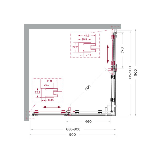 Душевой уголок BelBagno Marino 90x90x195 стекло прозрачное, профиль оружейная сталь матовая (MARINO-2-A-2-90-C-GM)