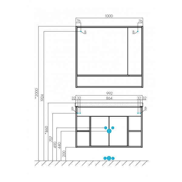 Тумба подвесная Aquaton Флай 992x429x610 белый, дуб крафт (1.A237.5.01F.AX1.0)