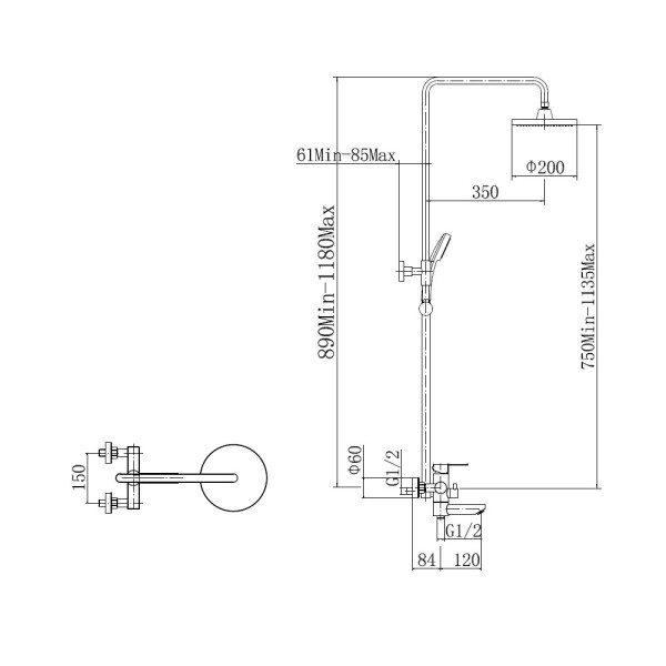 Душевая система Fashun черный (A52401-7A)
