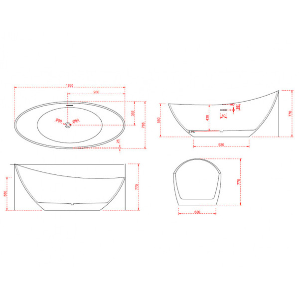 Ванна акриловая отдельностоящая Abber AB9233 183,5х78,5