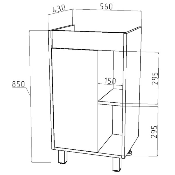 Тумба напольная Melodia Этюд 60 (Como 60) 1 дверь белая/сонома (MFR80039SW)