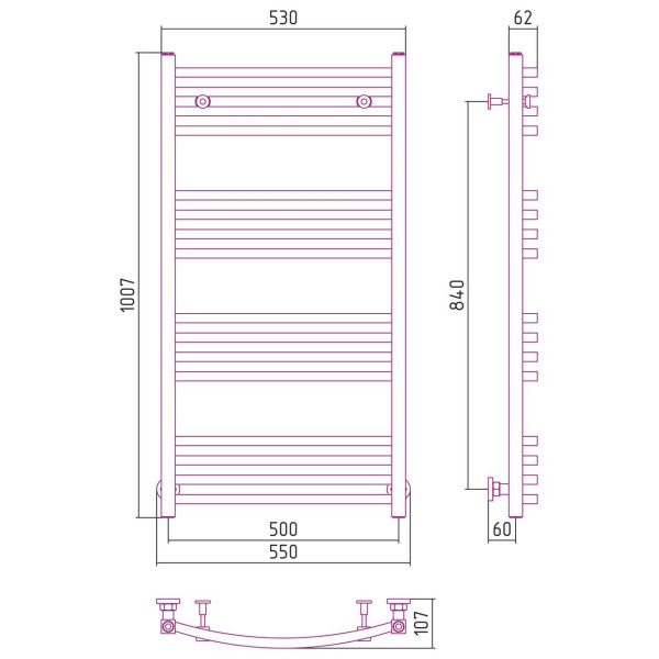 Полотенцесушитель водяной Сунержа Аркус 1000х500 хром (00-0251-1050)