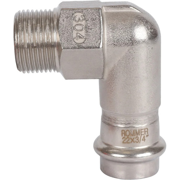 Переход угловой 22х3/4"Н Rommer из нержавеющей стали (пресс) (RSS-0010-002234) Переход угловой 22х3/4"Н Rommer из нержавеющей стали (пресс) (RSS-0010-002234)