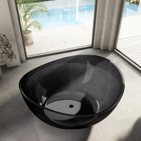 Ванна из полиэфирной смолы Abber Kristall 150x150x64,6 черная (AT9705Onyx)