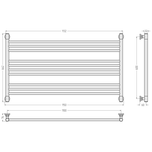 Полотенцесушитель водяной Сунержа Богема 600x1100 матовый черный (31-0202-6011)