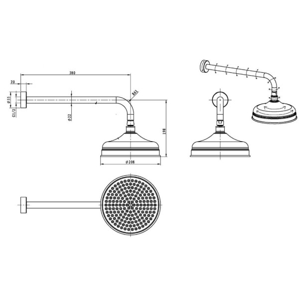Верхний душ Boheme Brilante 20,8 см хром (412)