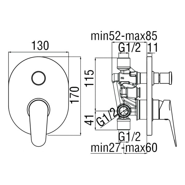 Смеситель для ванны и душа Nobili Blues хром (BS101100CR)