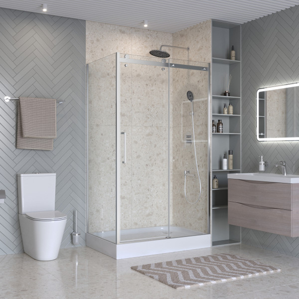 Душевой уголок BelBagno Marino 130x80x195 стекло прозрачное, профиль хром глянцевый (MARINO-2-AH-1-130/80-C-Cr)