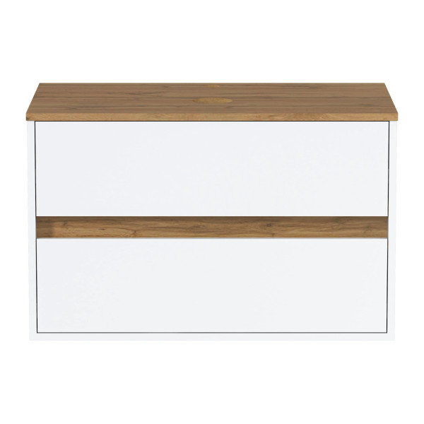 Тумба подвесная 1Marka Veil 800x500x500 белый/дуб ватан (Ц0000035553)