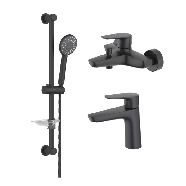 Комплект смесителей Aquatek Бетта 3 в 1 AQ1110MB+AQ1140MB+AQ2013MB черный (AQ1130MB)