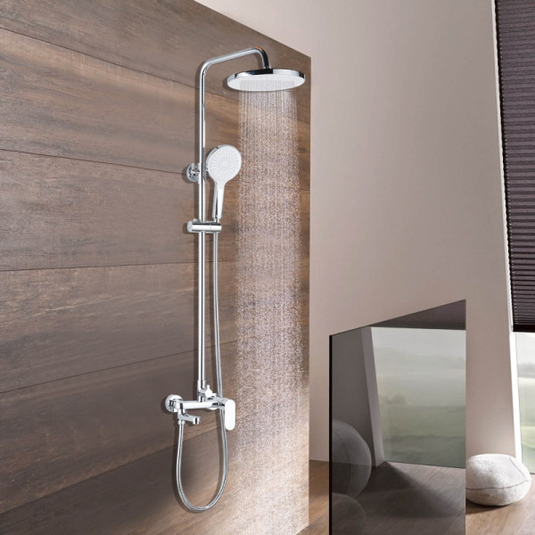 Душевая система Azario Arizona Round с лейкой, со смесителем, с изливом хром (AZ-20R)