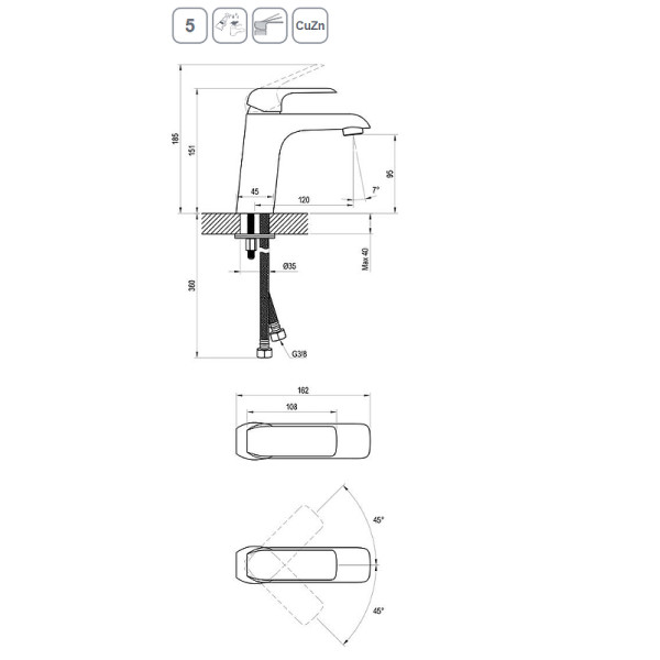 Смеситель для раковины Ravak FL 014.20 черный (X070173)