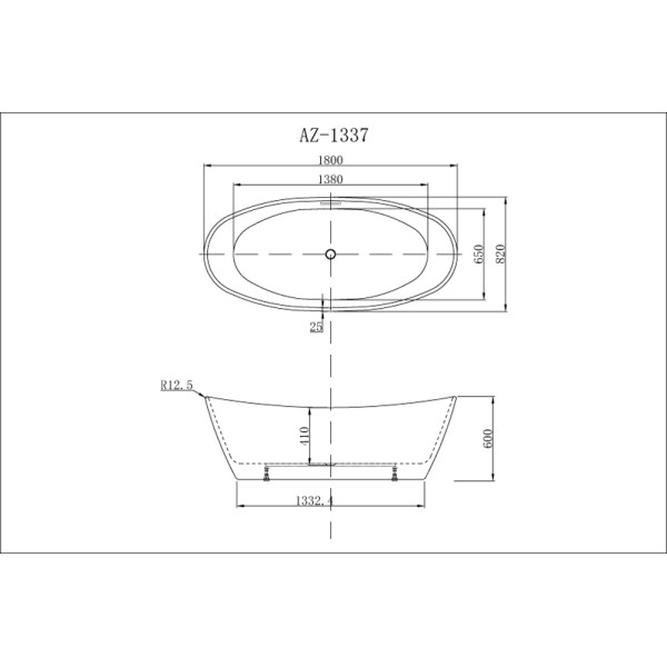 Ванна акриловая Azario Easton 180x82 (AZ-1337B)