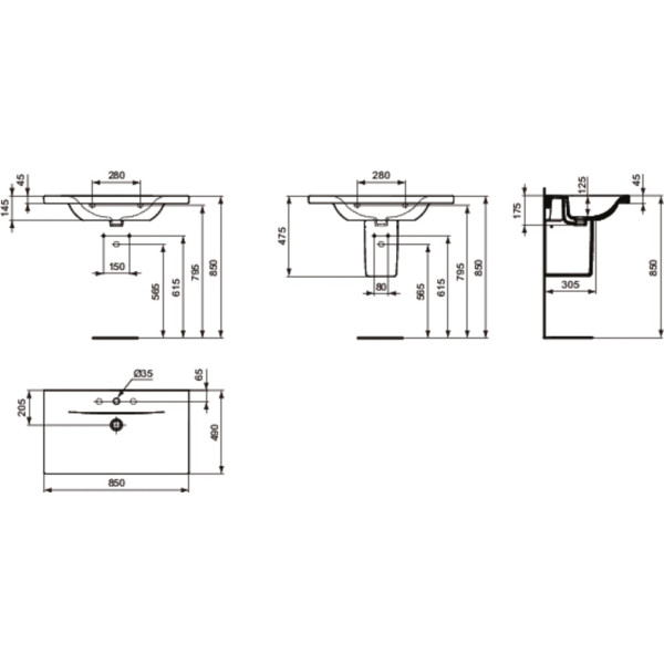 Раковина подвесная Ideal Standard Connect new 170x490x850 (E812701)