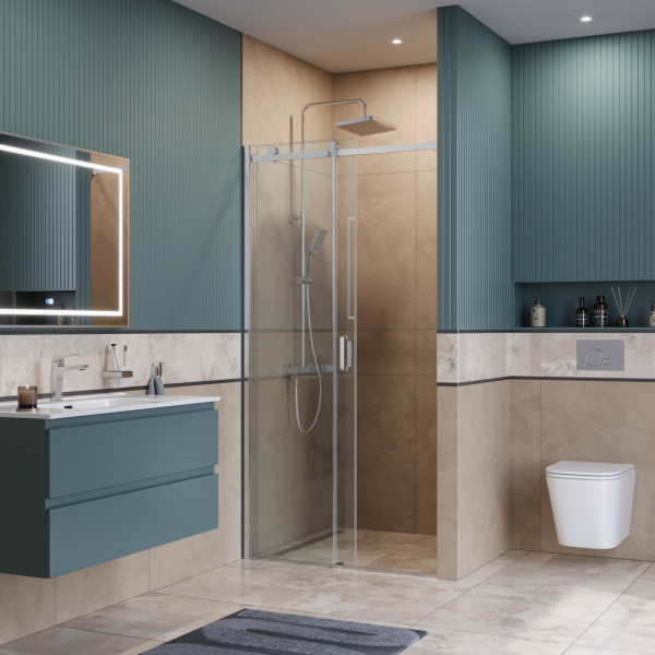 Душевая дверь BelBagno Soft Close-2 110x200 стекло прозрачное, профиль хром глянцевый (SOFT_CLOSE-2-BF-1-110-C-Cr)