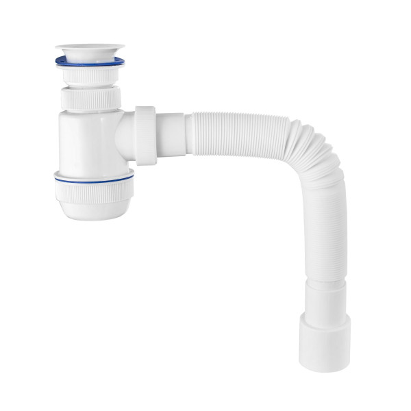 Сифон для раковины 1 1/2"х40 мм VIR МИНИ Элит пласт.выпуск, с гофр.трубой 40х40/50 ВИР ПЛАСТ (30986710)