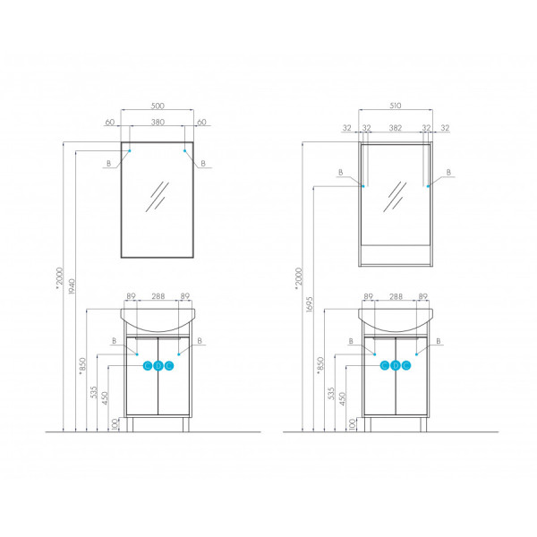 Тумба напольная Aquaton Рико 466x309x720 белый, ясень фабрик (1.A212.4.01R.IB9.0)