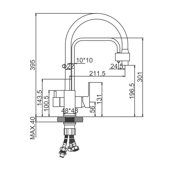Смеситель для кухни Ledeme черный, с выходом для питьевой воды (L4655B-2) Смеситель для кухни Ledeme черный, с выходом для питьевой воды (L4655B-2)