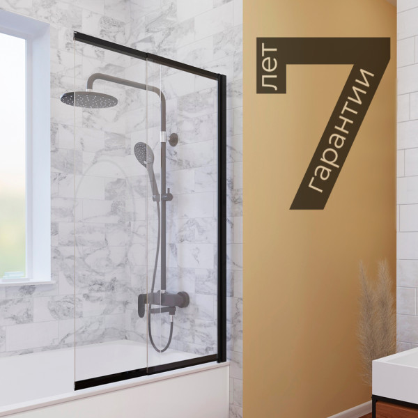 Душевая шторка для ванн WasserKRAFT Dill 100х140 стекло прозрачное, профиль черный (61S02-100)