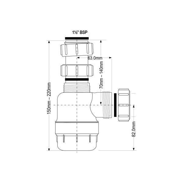 Сифон McAlpine 1 1/2"x40 мм без выпуска (MRSK2-NW)