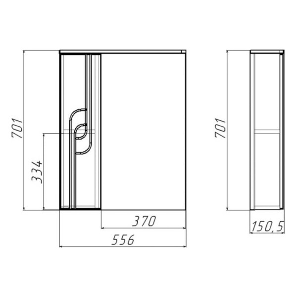 Шкаф зеркальный Домино Лилия 55 левый (DA2006HZ) Шкаф зеркальный Домино Лилия 55 левый (DA2006HZ)