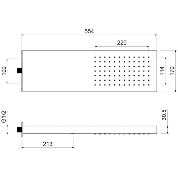 Верхний душ Aquatek 550*170*30 мм хром (AQ2084CR)