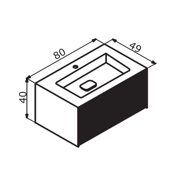 Тумба подвесная Orka Cube 800x490x400 с раковиной бежевый матовый (3000373)