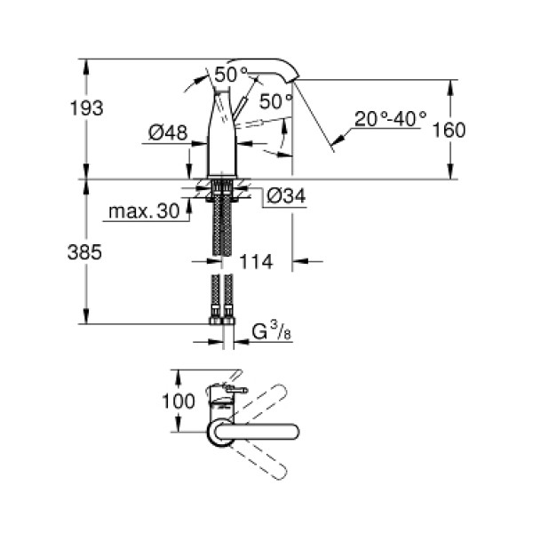 Смеситель для раковины Grohe Essence+ (23463001)