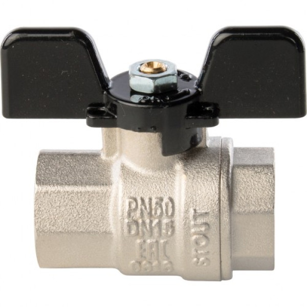 Кран 1/2" ВВ шаровый Stout (черная бабочка, полнопроходной) SVB-0002-000015