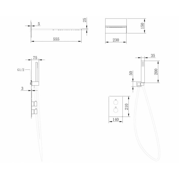 Душевая система Abber Insel черный матовый (AF8052B)