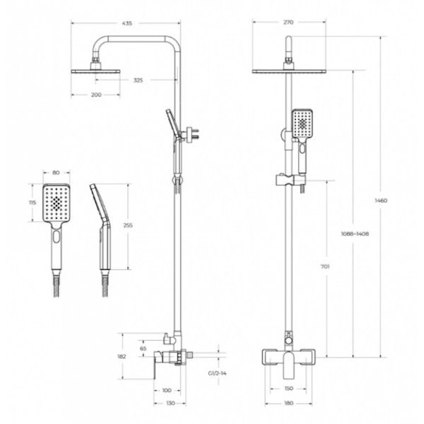Система душевая Cezares Slider хром глянцевый (SLIDER-CD-01)