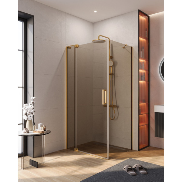 Душевой уголок Cezares Slider 100x80x195 стекло бронза, профиль брашированное золото (SLIDER-AH-1-80-100/110-BR-BORO) Душевой уголок Cezares Slider 100x80x195 стекло бронза, профиль брашированное золото (SLIDER-AH-1-80-100/110-BR-BORO)