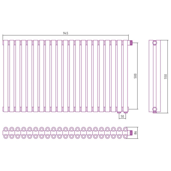 Дизайн-радиатор Сунержа Эстет-00 EU50 500*945 21 секция хром (00-0322-5021)