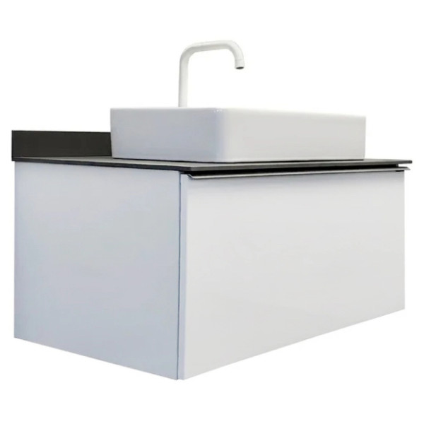 Тумба подвесная с раковиной Comforty Милан 900x520x545 белый глянцевый/калакатта Блэк (00-00014007)